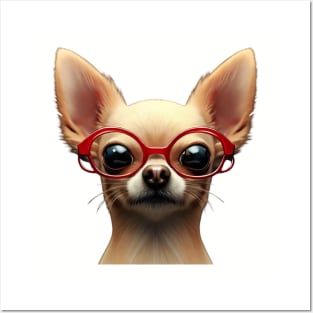 Cutest Chihuahua with Red Glasses Posters and Art